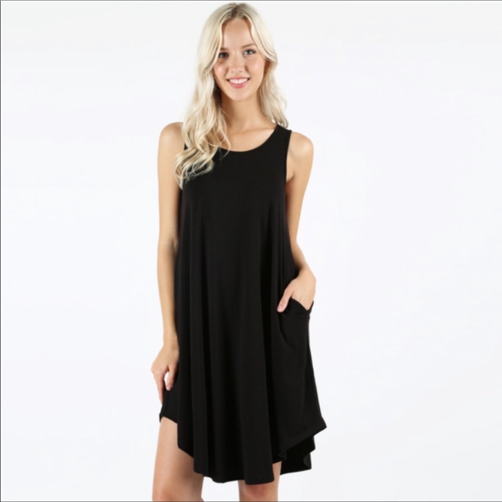 Navy Pocket Comfy Tank Dress - Picture 4 of 8